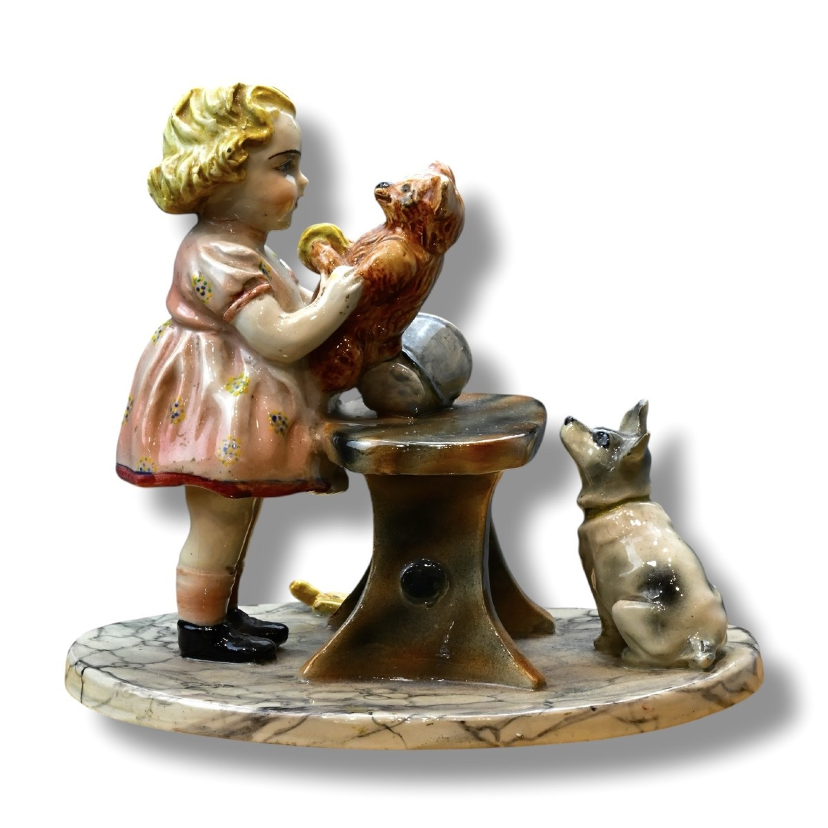 Figura in Ceramica Di Fanciulla Che Gioca - Italia Anni 30